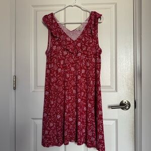 LOFT Pink Floral V-Neck Dress